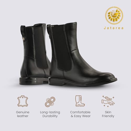  JATAREA Women's Stylish Ankle Boots - Leather Block Heel Chelsea with Cushioned Insole
| JATAREA Women's Comfortable An